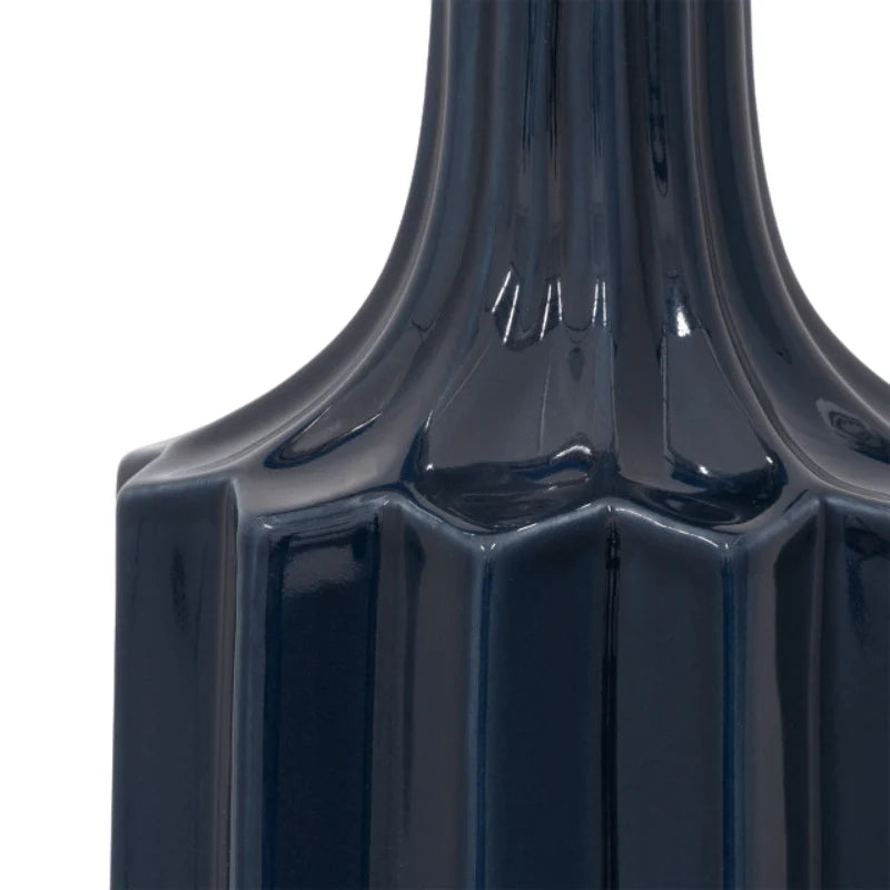 Navy Blue Fluted River Vase
