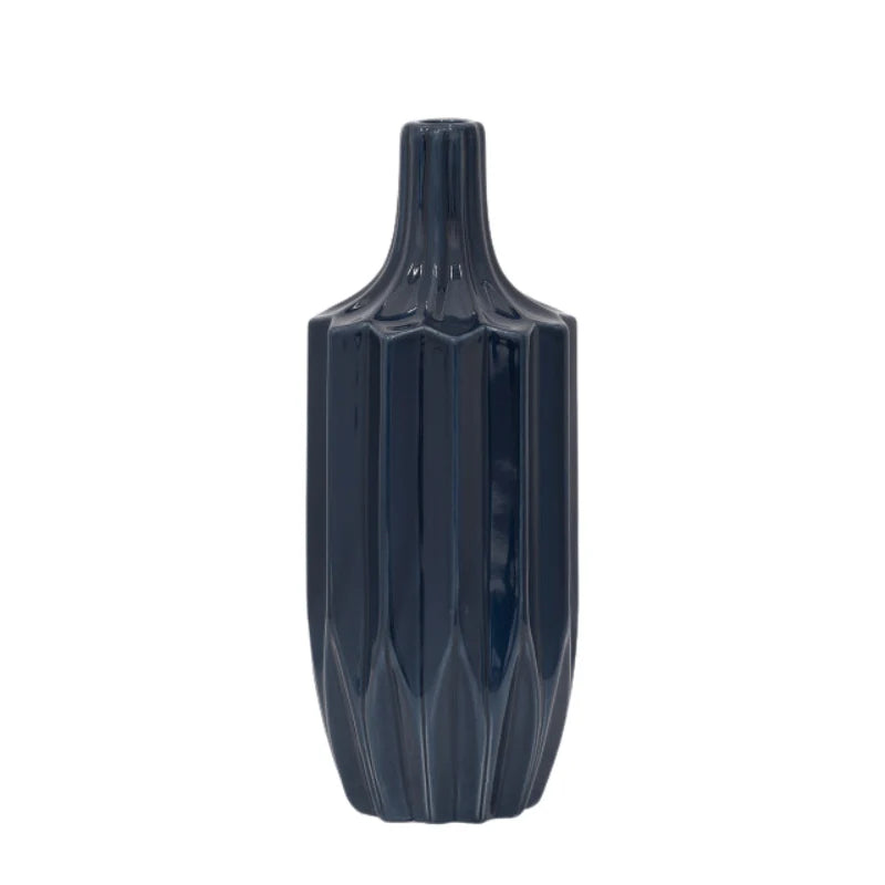 Navy Blue Fluted River Vase