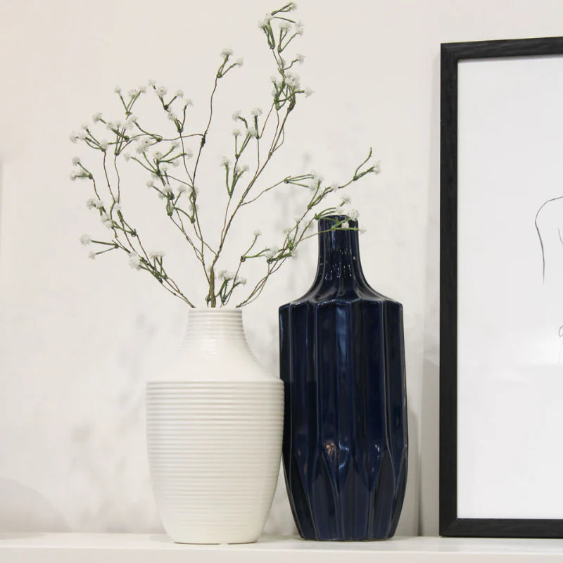 Navy Blue Fluted River Vase