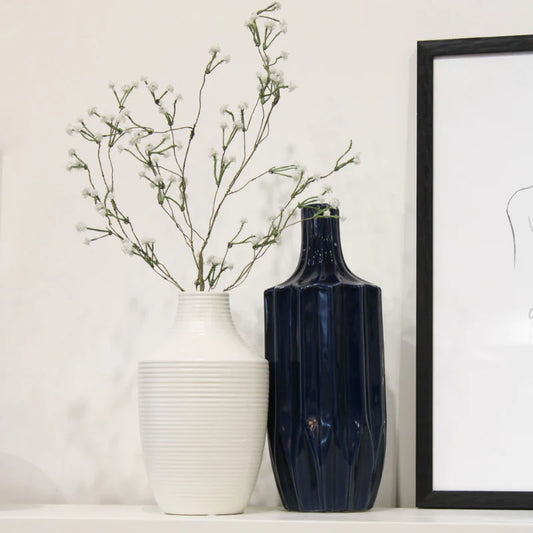 Navy Blue Fluted River Vase